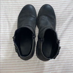 Sonoma faux leather black booties with buckles.